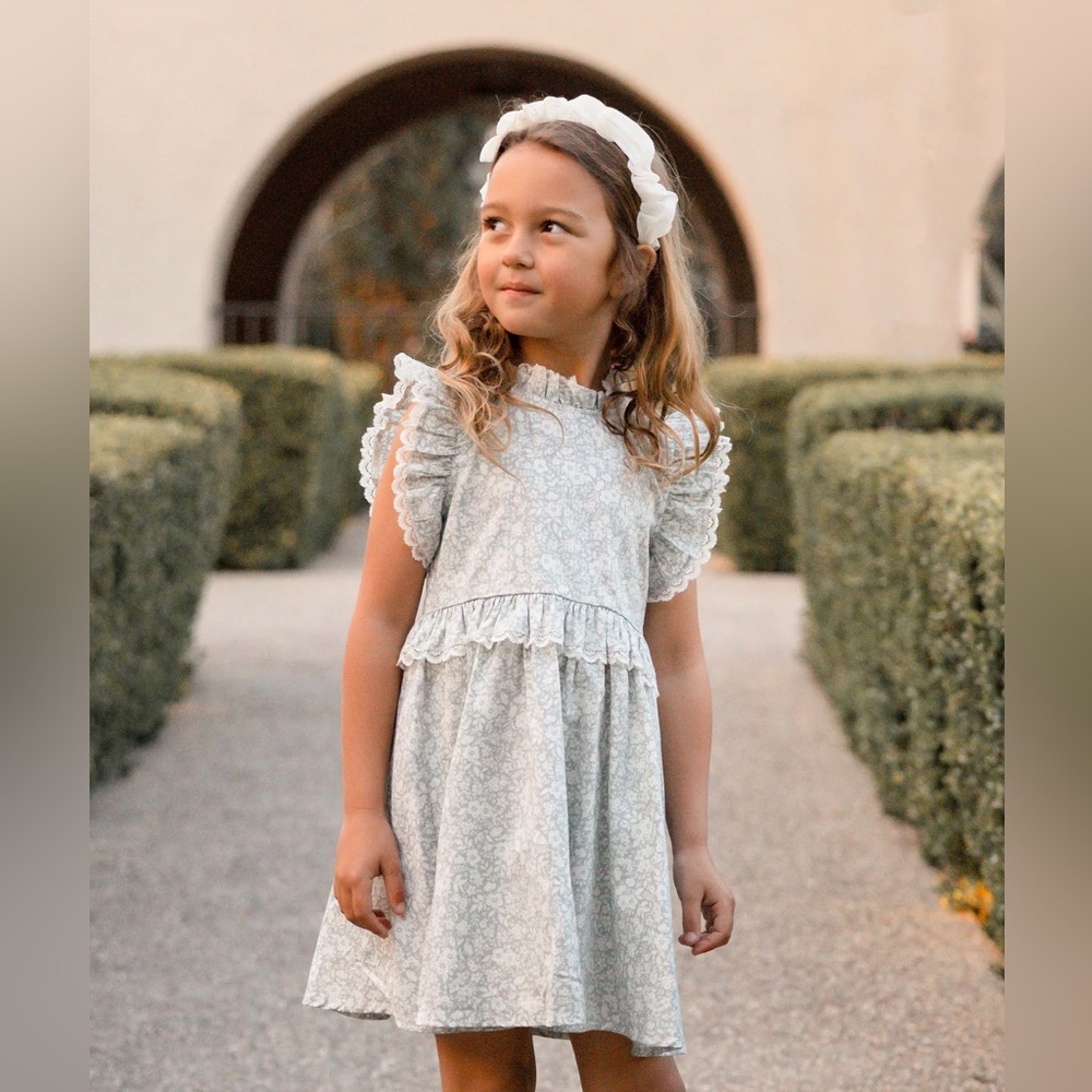 Noralee Alice' Floral Ruffle Sleeve Dress in Light Blue Floret